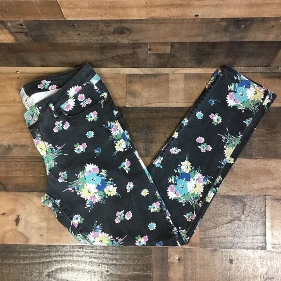 Aeropostale Jeans Ashley Ultra Skinny Black Floral Print Size 13 14R Juniors - Picture 6 of 8